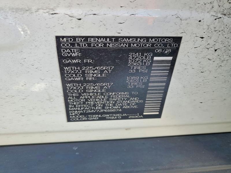 2018 Nissan Rogue მანქანა იყიდება აუქციონზე, vin: KNMAT2MV7JP618874, აუქციონის ნომერი: 74950215