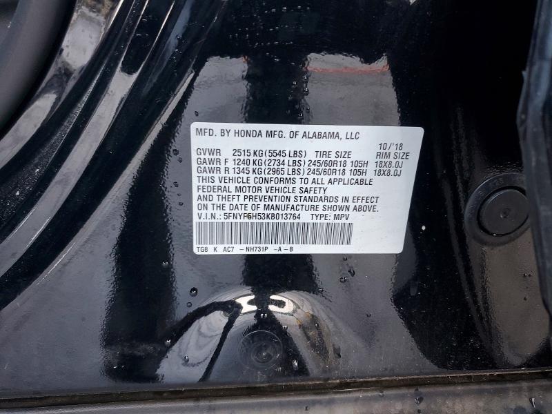 Aukcja sprzedaży 2019 Honda Pilot, vin: 5FNYF5H53KB013764, numer aukcji: 74096875