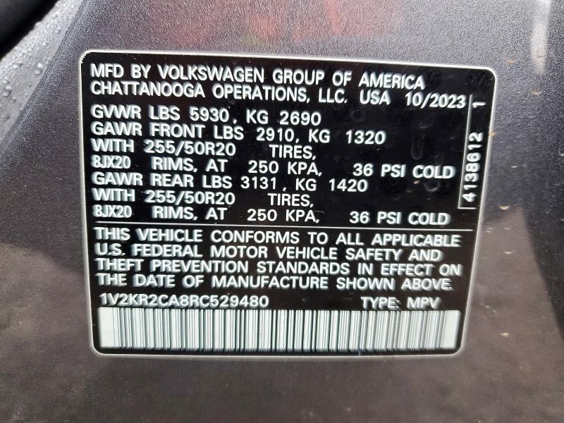 Aukcja sprzedaży 2024 Volkswagen Atlas, vin: 1V2KR2CA8RC529480, numer aukcji: 74497855