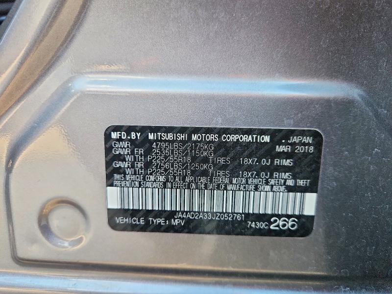 Продаж на аукціоні авто 2018 Mitsubishi Outlander, vin: JA4AD2A33JZ052761, номер лоту: 96675605