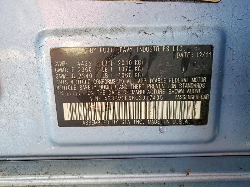 Aukcja sprzedaży 2012 Subaru Legacy, vin: 4S3BMCK66C3017405, numer aukcji: 72873865