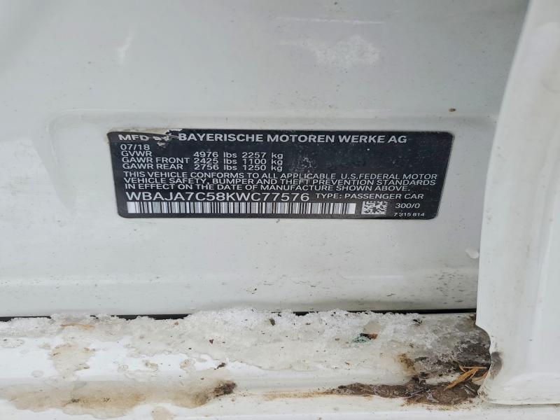 98847005 :رقم المزاد ، WBAJA7C58KWC77576 vin ، 2019 Bmw 530 مزاد بيع