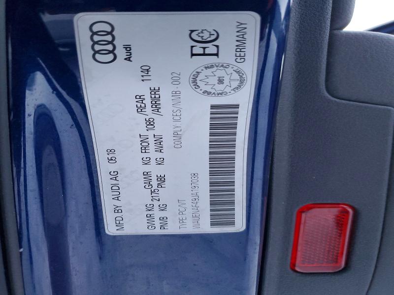 Aukcja sprzedaży 2018 Audi A4, vin: WAUENAF49JA197038, numer aukcji: 99258595