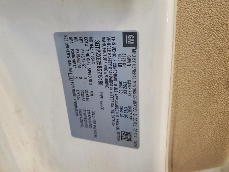 2011 Gmc Sierra მანქანა იყიდება აუქციონზე, vin: 3GTP2XE25BG219188, აუქციონის ნომერი: 72422265