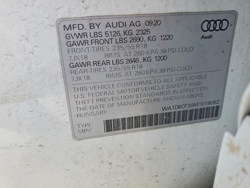 Aukcja sprzedaży 2021 Audi Q3, vin: WA1DECF39M1018092, numer aukcji: 74947375