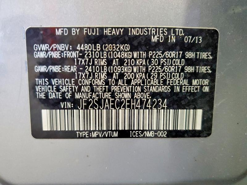 Aukcja sprzedaży 2014 Subaru Forester, vin: JF2SJAEC2EH474234, numer aukcji: 97106275