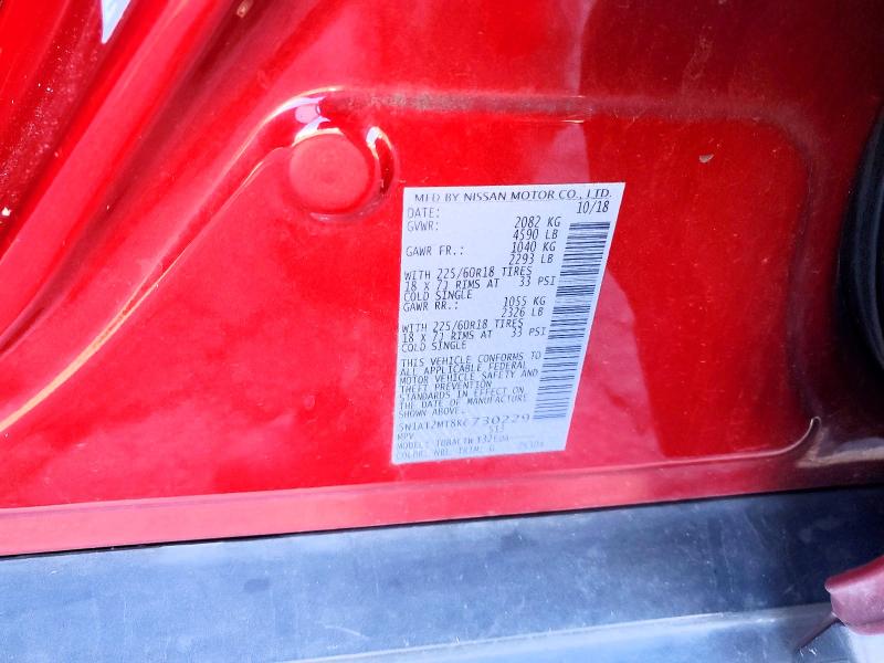 98345665 :رقم المزاد ، 5N1AT2MT8KC730229 vin ، 2019 Nissan Rogue مزاد بيع