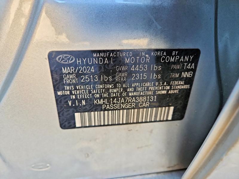 Auction sale of the 2024 Hyundai Sonata, vin: KMHL14JA7RA388131, lot number: 99890725