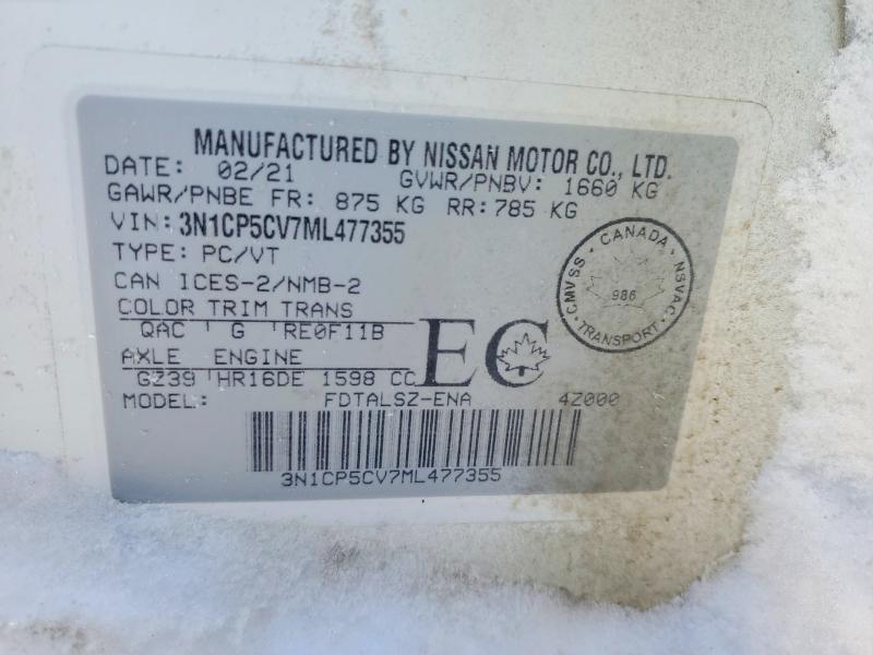 98634695 :رقم المزاد ، 3N1CP5CV7ML477355 vin ، 2021 Nissan Kicks مزاد بيع