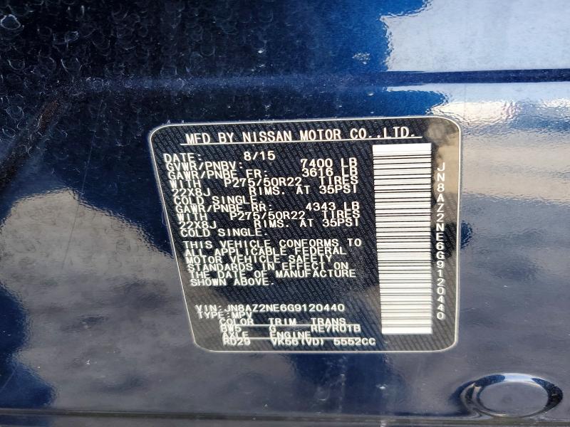 Aukcja sprzedaży 2016 Infiniti Qx80, vin: JN8AZ2NE6G9120440, numer aukcji: 74428505