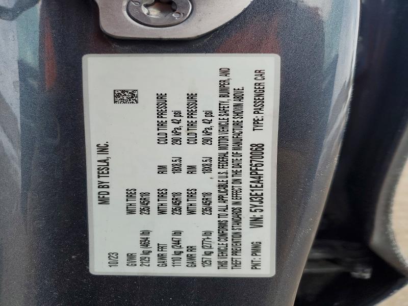 Aukcja sprzedaży 2023 Tesla Model 3, vin: 5YJ3E1EA4PF670068, numer aukcji: 98969065