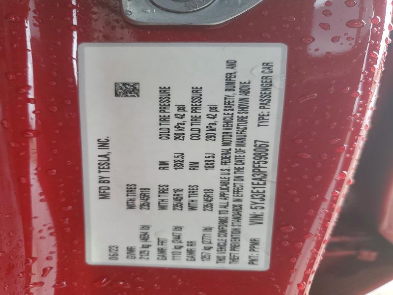 Продажа на аукционе авто 2023 Tesla Model 3, vin: 5YJ3E1EA3PF598067, номер лота: 75429485