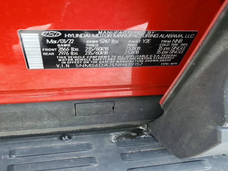 Продаж на аукціоні авто 2022 Hyundai Santa Fe, vin: 5NMS6DAJ5NH439157, номер лоту: 96598015