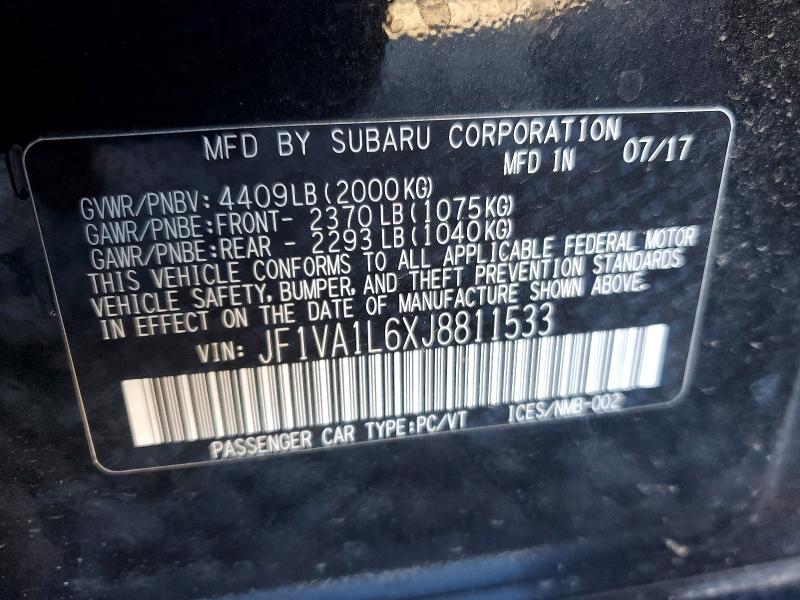 Продажа на аукционе авто 2018 Subaru Wrx, vin: JF1VA1L6XJ8811533, номер лота: 99213825