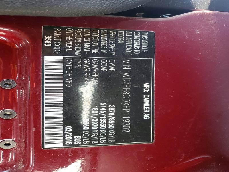 99340325 :رقم المزاد ، WDZPE8CDXFP119302 vin ، 2015 Mercedes-benz Sprinter مزاد بيع