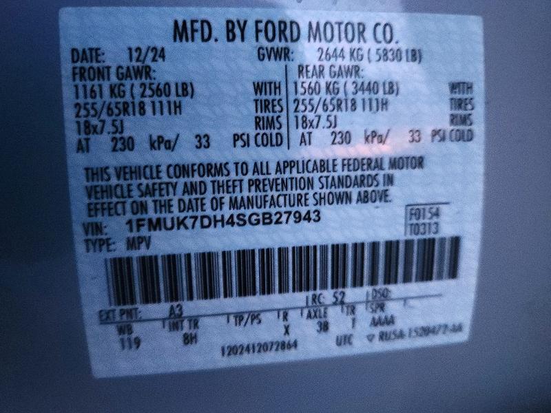 Продажа на аукционе авто 2025 Ford Explorer A, vin: 1FMUK7DH4SGB27943, номер лота: 73068455