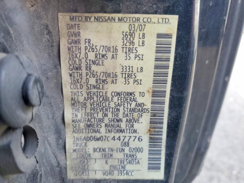 Продажа на аукционе авто 2007 Nissan Frontier, vin: 1N6AD06W07C447776, номер лота: 98961215