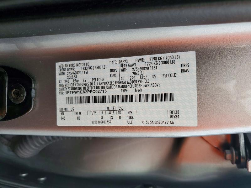 Aukcja sprzedaży 2023 Ford F150, vin: 1FTFW1E82PFC02715, numer aukcji: 41760726