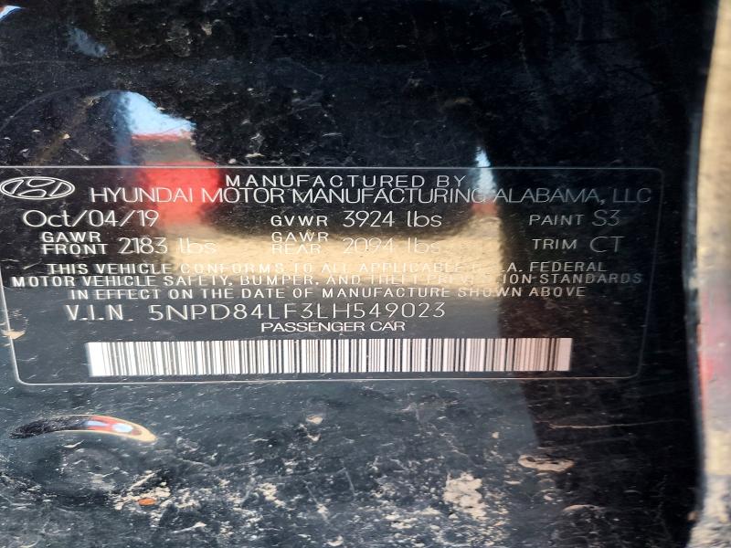 99239955 :رقم المزاد ، 5NPD84LF3LH549023 vin ، 2020 Hyundai Elantra مزاد بيع