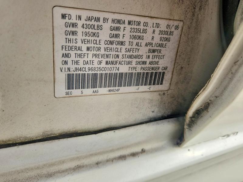 Aukcja sprzedaży 2005 Acura Tsx, vin: JH4CL96835C010774, numer aukcji: 75426035