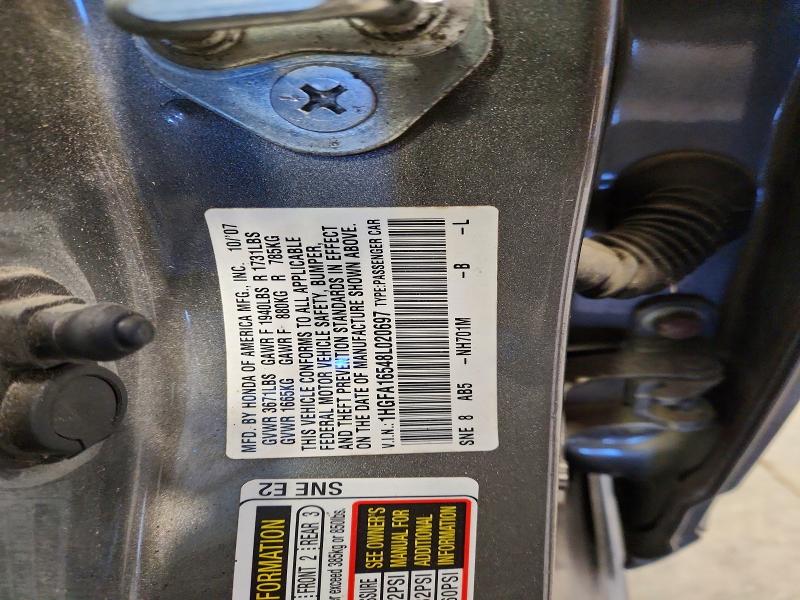Aukcja sprzedaży 2008 Honda Civic, vin: 1HGFA16548L020697, numer aukcji: 74929475