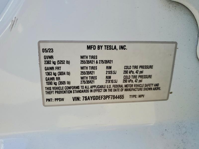 Aukcja sprzedaży 2023 Tesla Model Y, vin: 7SAYGDEF3PF784465, numer aukcji: 72249735