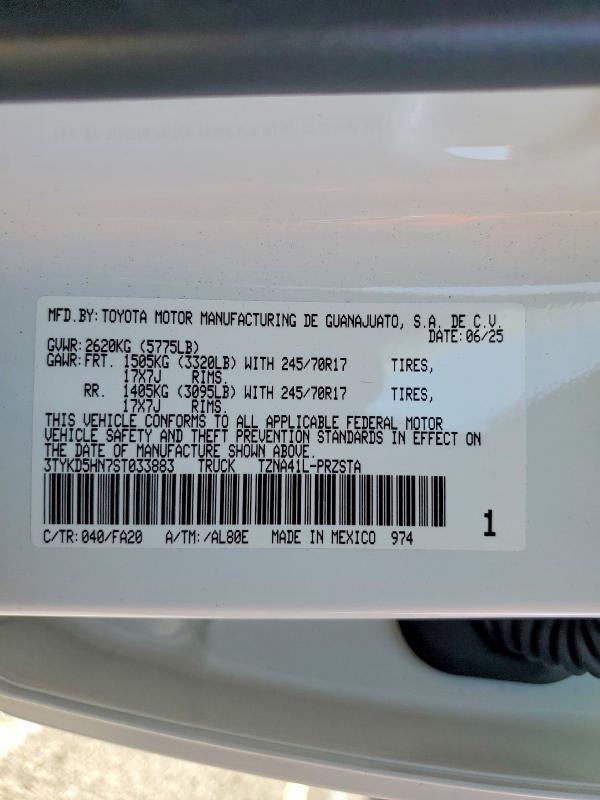 Aukcja sprzedaży 2025 Toyota Tacoma, vin: 3TYKD5HN7ST033883, numer aukcji: 75491445