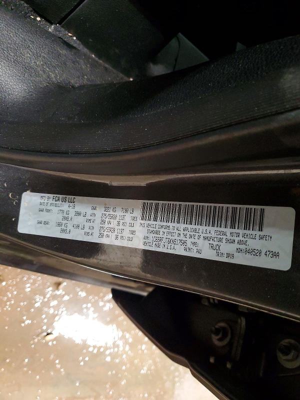 Продажа на аукционе авто 2019 Ram 1500, vin: 1C6SRFJT6KN517505, номер лота: 99498765