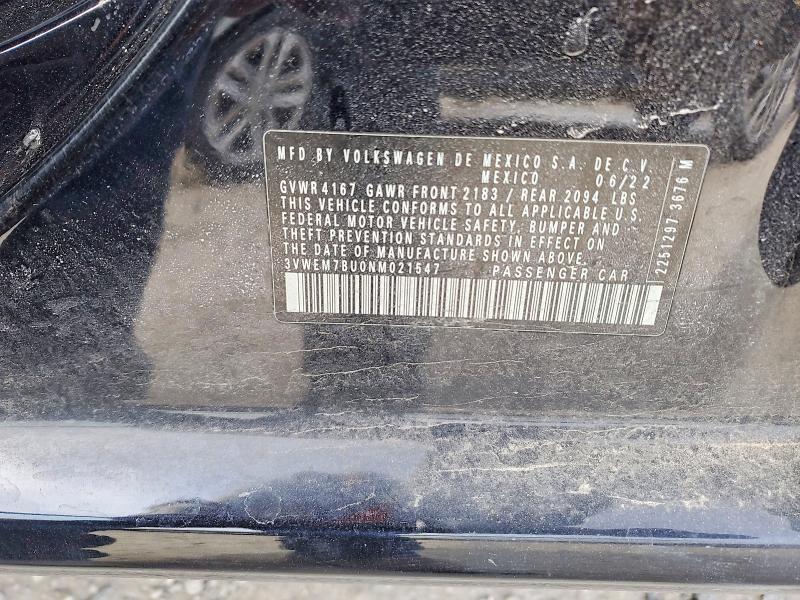 Продажа на аукционе авто 2022 Volkswagen Jetta, vin: 3VWEM7BU0NM021547, номер лота: 74560795