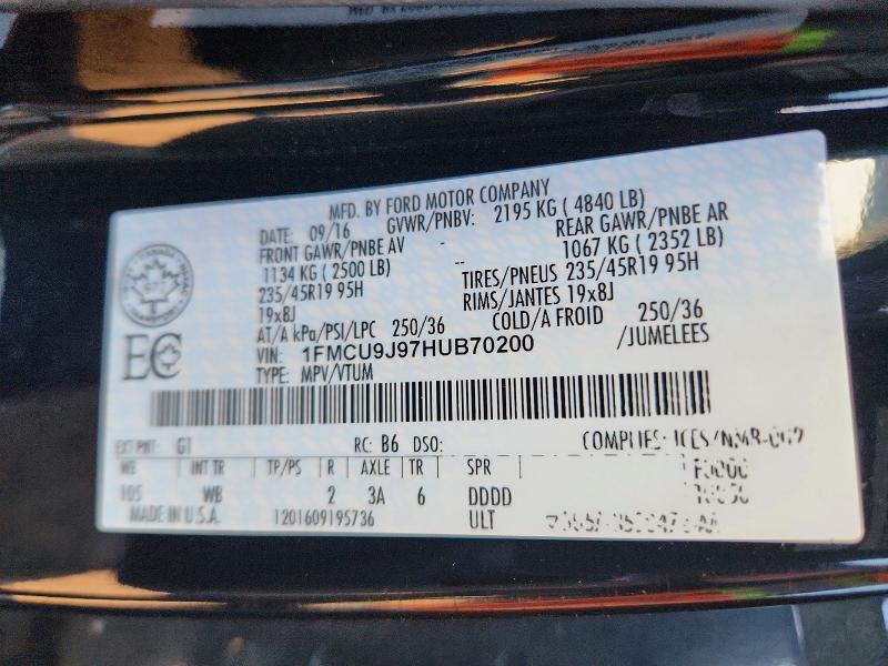 Продажа на аукционе авто 2017 Ford Escape Tit, vin: 1FMCU9J97HUB70200, номер лота: 73686745