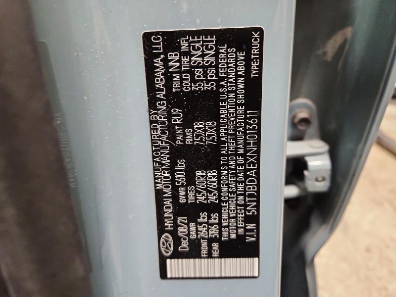 2022 Hyundai Santa Cruz მანქანა იყიდება აუქციონზე, vin: 5NTJBDAEXNH013611, აუქციონის ნომერი: 75226135
