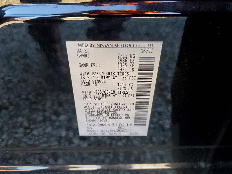 Aukcja sprzedaży 2013 Infiniti Jx35, vin: 5N1AL0MN9DC310116, numer aukcji: 73681185