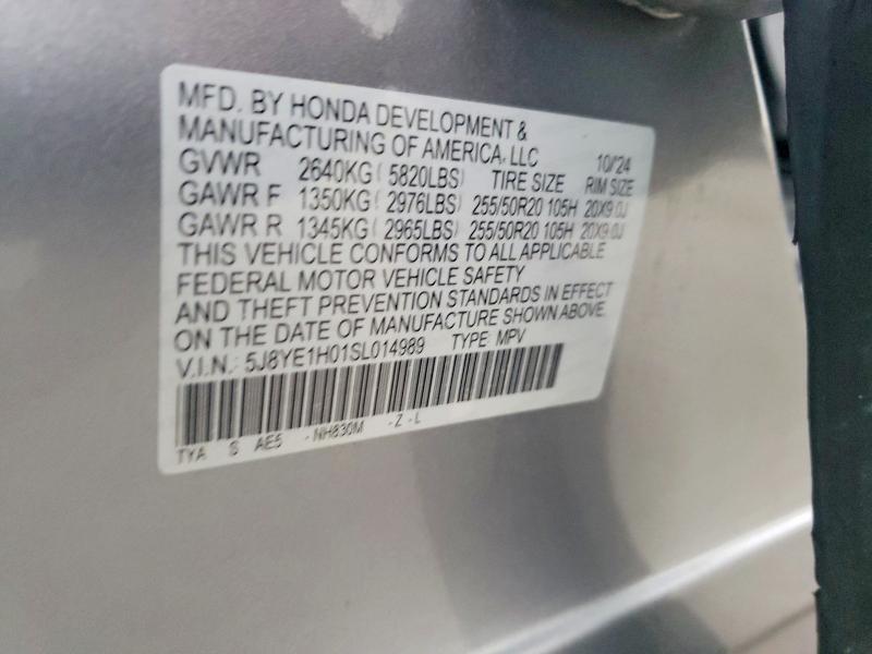 74382995 :رقم المزاد ، 5J8YE1H01SL014989 vin ، 2025 Acura Mdx A-spec مزاد بيع