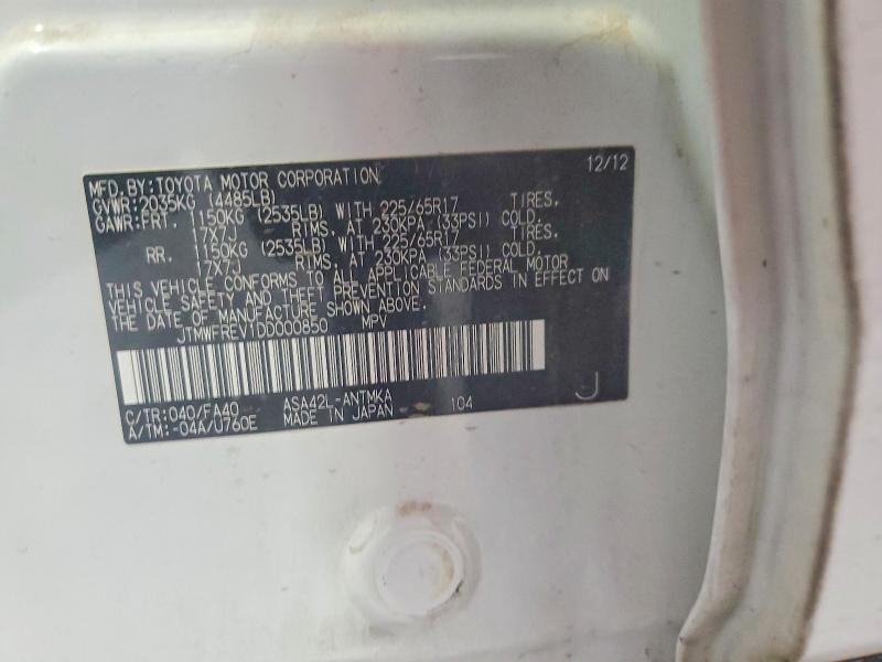 Продажа на аукционе авто 2013 Toyota Rav4, vin: JTMWFREV1DD000850, номер лота: 74959415
