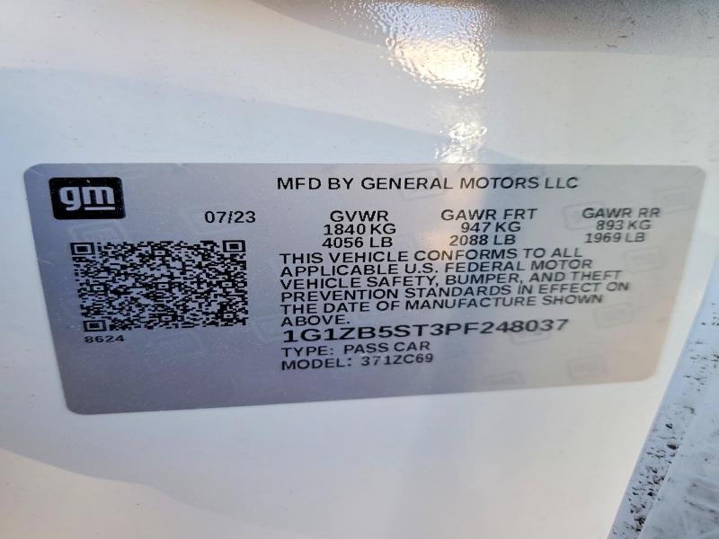 Aukcja sprzedaży 2023 Chevrolet Malibu, vin: 1G1ZB5ST3PF248037, numer aukcji: 73848965