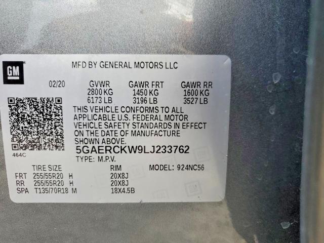 Aukcja sprzedaży 2020 Buick Enclave Pr, vin: 5GAERCKW9LJ233762, numer aukcji: 72277775