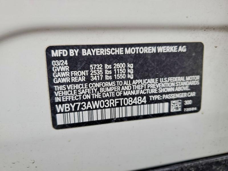 Продажа на аукционе авто 2024 Bmw I4, vin: WBY73AW03RFT08484, номер лота: 98497935