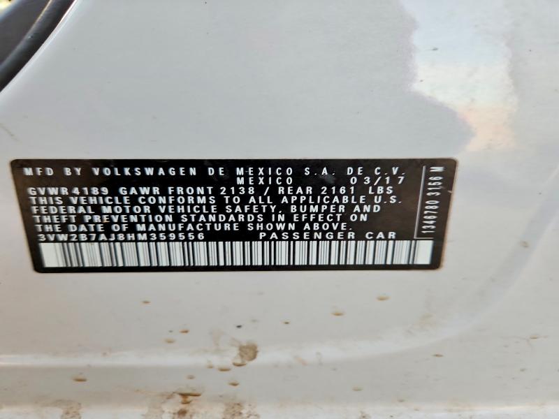 Aukcja sprzedaży 2017 Volkswagen Jetta, vin: 3VW2B7AJ8HM359556, numer aukcji: 99384915