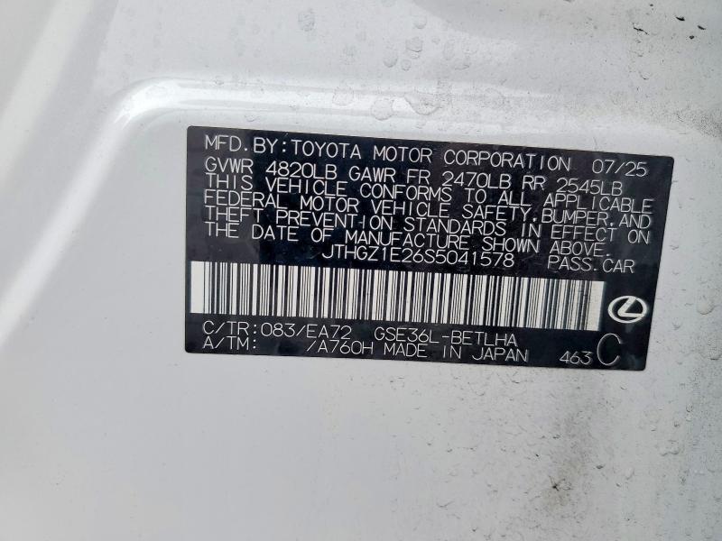 2025 Lexus Is მანქანა იყიდება აუქციონზე, vin: JTHGZ1E26S5041578, აუქციონის ნომერი: 74881615