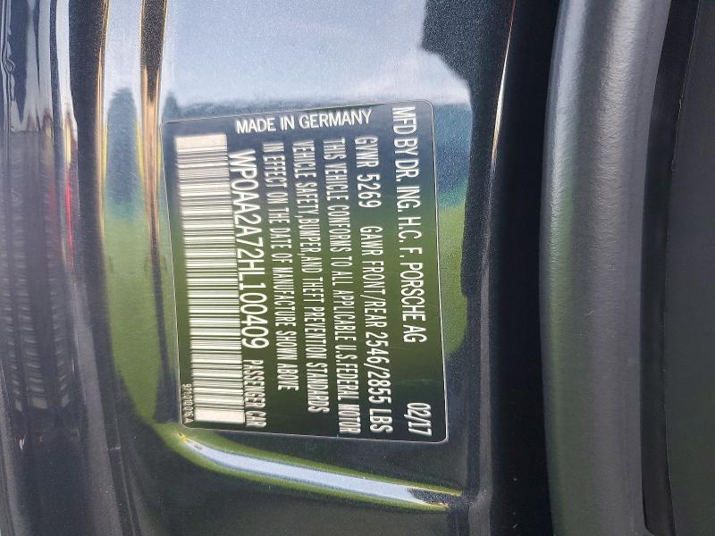 72487095 :رقم المزاد ، WP0AA2A72HL100409 vin ، 2017 Porsche Panamera 2 مزاد بيع