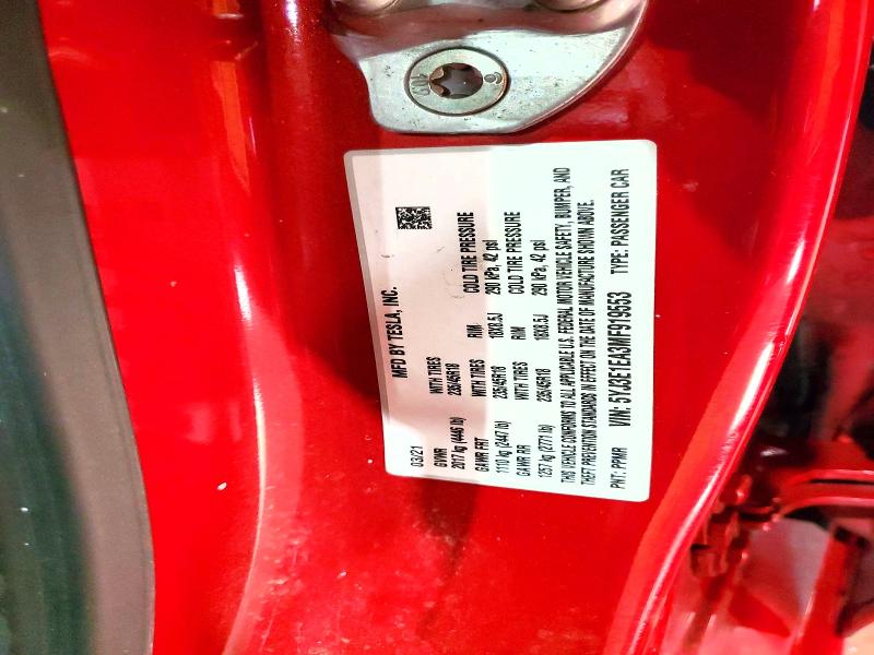 Продажа на аукционе авто 2021 Tesla Model 3, vin: 5YJ3E1EA3MF919553, номер лота: 98792115