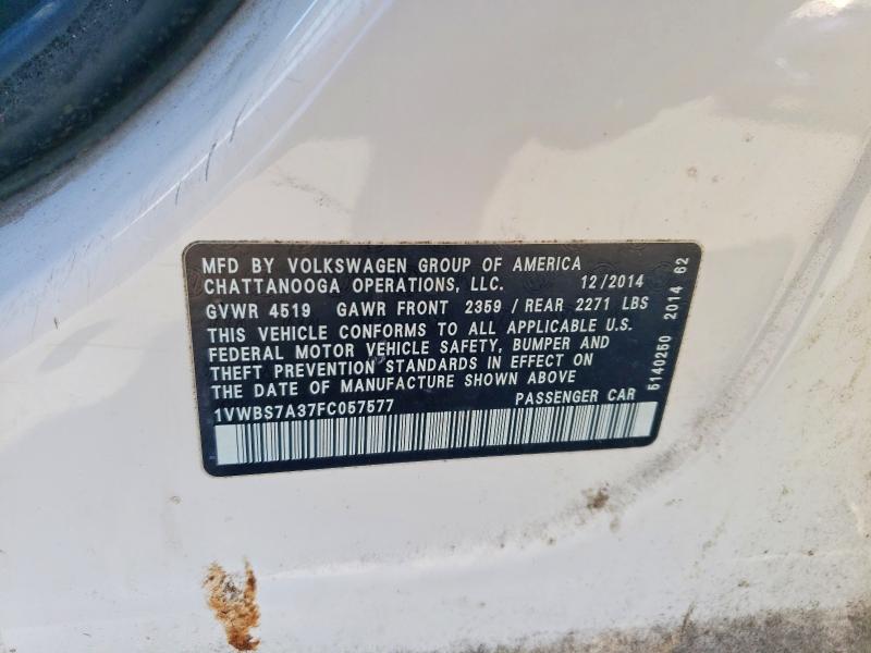 Aukcja sprzedaży 2015 Volkswagen Passat, vin: 1VWBS7A37FC057577, numer aukcji: 73594125