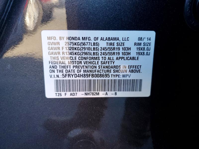 Aukcja sprzedaży 2015 Acura Mdx Advanc, vin: 5FRYD4H89FB008695, numer aukcji: 72234745