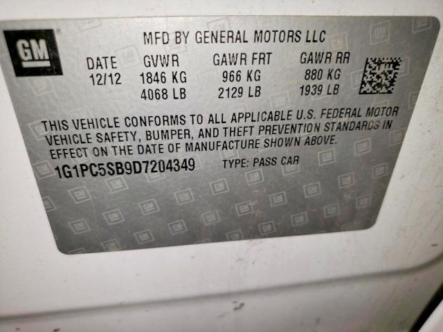 2013 Chevrolet Cruze Lt მანქანა იყიდება აუქციონზე, vin: 1G1PC5SB9D7204349, აუქციონის ნომერი: 72130965