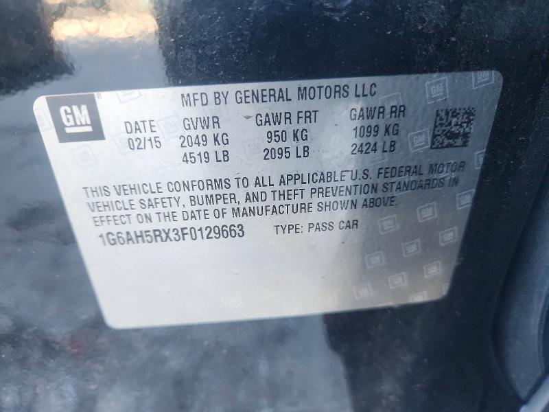 2015 Cadillac Ats მანქანა იყიდება აუქციონზე, vin: 1G6AH5RX3F0129663, აუქციონის ნომერი: 73092165
