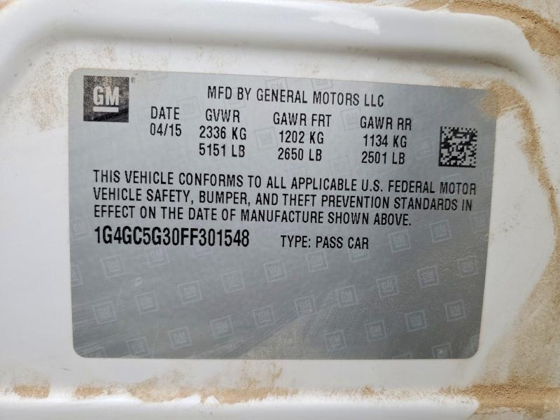 Продаж на аукціоні авто 2015 Buick Lacrosse, vin: 1G4GC5G30FF301548, номер лоту: 74880885