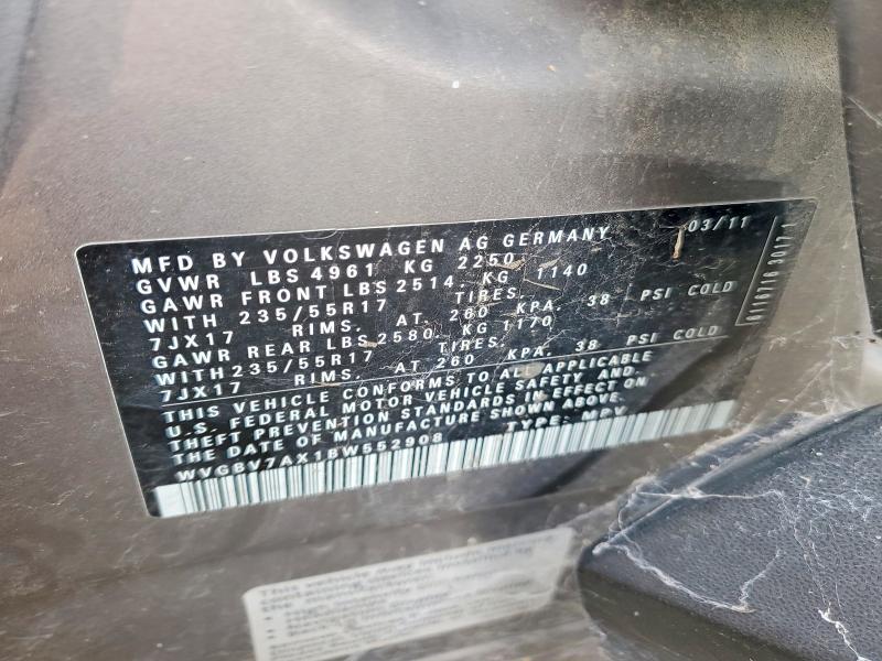 Продажа на аукционе авто 2011 Volkswagen Tiguan, vin: WVGBV7AX1BW552908, номер лота: 74392005