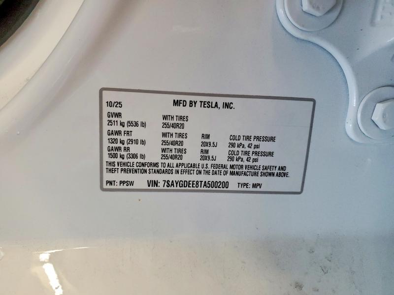 Aukcja sprzedaży 2026 Tesla Model Y, vin: 7SAYGDEE8TA500200, numer aukcji: 72840645