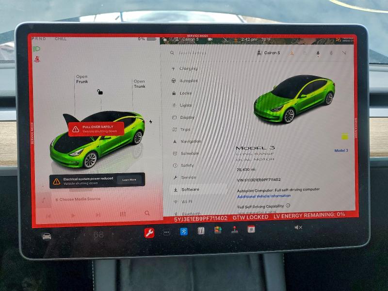 2023 Tesla Model 3 მანქანა იყიდება აუქციონზე, vin: 5YJ3E1EB9PF711402, აუქციონის ნომერი: 83837985