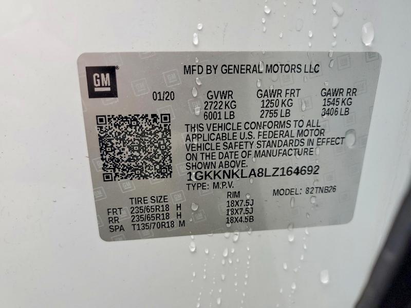 2020 Gmc Acadia მანქანა იყიდება აუქციონზე, vin: 1GKKNKLA8LZ164692, აუქციონის ნომერი: 98336475